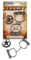 Opakowanie Kajdanki + metalowa odznaka szeryfa
