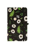 Opakowanie Kalendarz 2026 kieszonkowy tygodniowy Kwiaty na czarnym tle