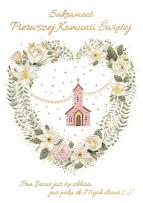Opakowanie Karnet A5 Komunia Różowy Kościółek