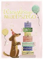 Opakowanie Karnet B6 Urodziny - Jamnik z prezentami
