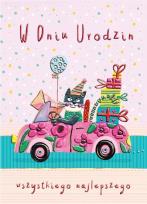 Opakowanie Karnet B6 Urodziny - Kot w aucie