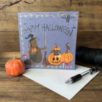 Opakowanie Karnet Halloween kwadrat Króliki i dynie