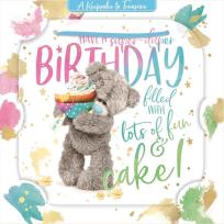 Opakowanie Karnet holograficzny 3D - Miś trzymający babeczkę