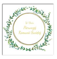 Opakowanie Karnet KW Komunia. Wianek z liśćmi