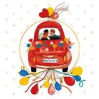 Opakowanie Karnet KW koperta z kółkiem Ślub Garbus