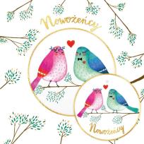 Opakowanie Karnet KW koperta z kółkiem Ślub Ptaki