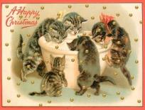 Opakowanie Karnet mini brokat z kopertą Święta Kotki