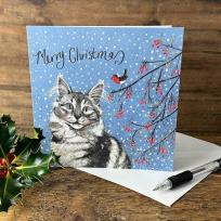 Opakowanie Karnet Święta kwadrat Kot i jarzębina