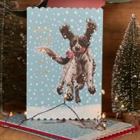 Opakowanie Karnet Święta Spaniel w śniegu