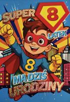 Opakowanie Karnet Urodziny 8 chłopiec - Superbohater