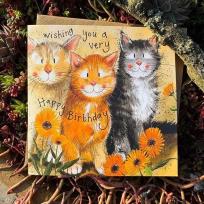 Opakowanie Karnet Urodziny Koty i nagietki