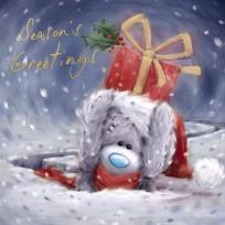 Opakowanie Kartka świąteczna - Miś z prezentem