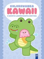 Okładka książki Kolorowanka Kawaii z grubym lakierowanym obrysem. Krokodyl