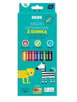 Opakowanie Kredki ołówkowe z gumką 12 kolorów BEBE Kids