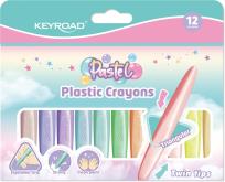 Opakowanie Kredki świecowe KEYROAD pastelowe dwustronne plastikowe 12 kolorów