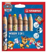 Opakowanie Kredki Woody Psi Patrol 6szt + temperówka STABILO