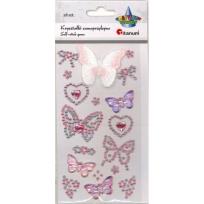 Opakowanie Kryształki samoprzylepne motyle różowe 18szt