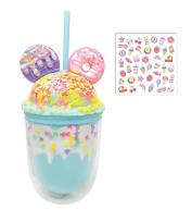 Opakowanie Kubek ze słomką i naklejkami Pączki 350ml