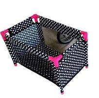 Opakowanie Łóżeczko-kojec dla lalek czarny w białe groszki