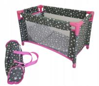 Opakowanie Łóżeczko-kojec dla lalek szary w białe gwiazdki