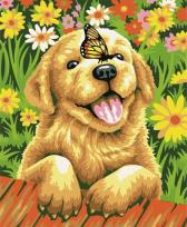 Opakowanie Malowanie po numerach 40x50cm Piesek z motylem