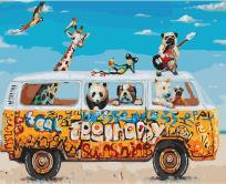 Opakowanie Malowanie po numerach 40x50cm Zwierzątka w busie