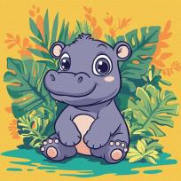 Opakowanie Malowanie po numerach - Hipopotam w tropikach Kids