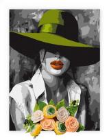 Opakowanie Malowanie po numerach IDEYKA 30x40cm z glinką Kobieta w kapeluszu