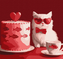 Opakowanie Malowanie po numerach - Kot z tortem 30x30cm