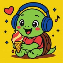 Opakowanie Malowanie po numerach - Żółwik je lody 25x25cm