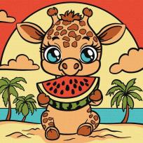 Opakowanie Malowanie po numerach - Żyrafa i arbuz 25x25cm