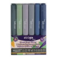 Opakowanie Marker akrylowy Brush 6 kolorów STRIGO