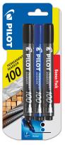 Opakowanie Marker permanentny sca 100 czarny x2+niebieski x1 Pilot