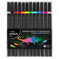 Opakowanie Markery Brush z cienkopisem 12 kolorów KIDEA