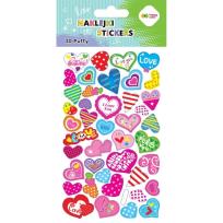 Opakowanie Naklejki 3D Puffy Hearts 10x20cm HAPPY COLOR