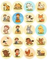 Opakowanie Naklejki motywacyjne farma 25mm