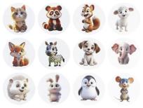 Opakowanie Naklejki papierowe na taśmie Zwierzątka 500szt