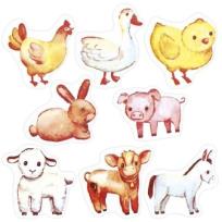 Opakowanie Naklejki papierowe na taśmie Zwierzęta 500szt