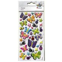 Opakowanie Naklejki wypukłe motyle, biedronki mix 37szt