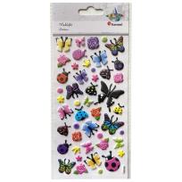 Opakowanie Naklejki wypukłe motyle, kwiaty mix 47szt