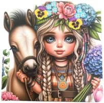 Opakowanie Notatnik 100x100/48K gładki TW Dziewczynka z kon.