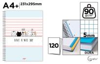 Opakowanie Notatnik A4+/120K kołowy kratka kotki