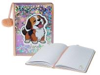 Opakowanie Notes 21,5x15cm z płynnymi cekinami zakładka plusz