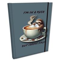 Opakowanie Notes B6 kratka z gumką Soft Touch Leniwiec Kawa