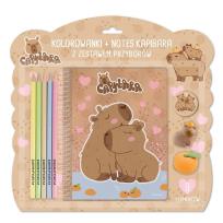 Opakowanie Notes Kapibara + kolorowanka z przyborami