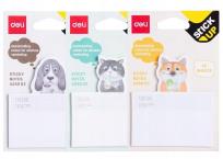 Opakowanie Notes samoprzylepny lisek/kotek/piesek 25K DELI