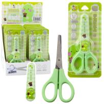 Opakowanie Nożyczki szkolne z osłonką oburęczne zielone 14cm