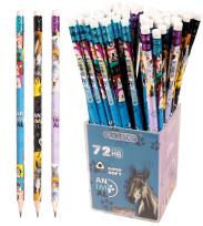 Opakowanie Ołówek trójkątny HB z gumką animal (72szt)