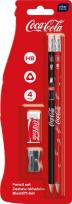 Opakowanie Ołówki HB 2szt z gumką + tempetówka Coca-Cola