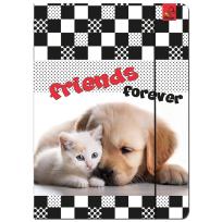 Opakowanie Paczka Teczka A4 z gumką Kot i Pies 5 sztuk